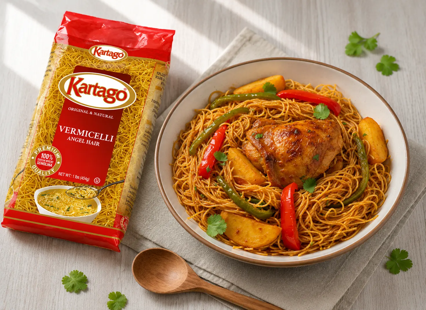 tunisian vermicelli chicken vegetables dwida mfawra authentic recipe kartago